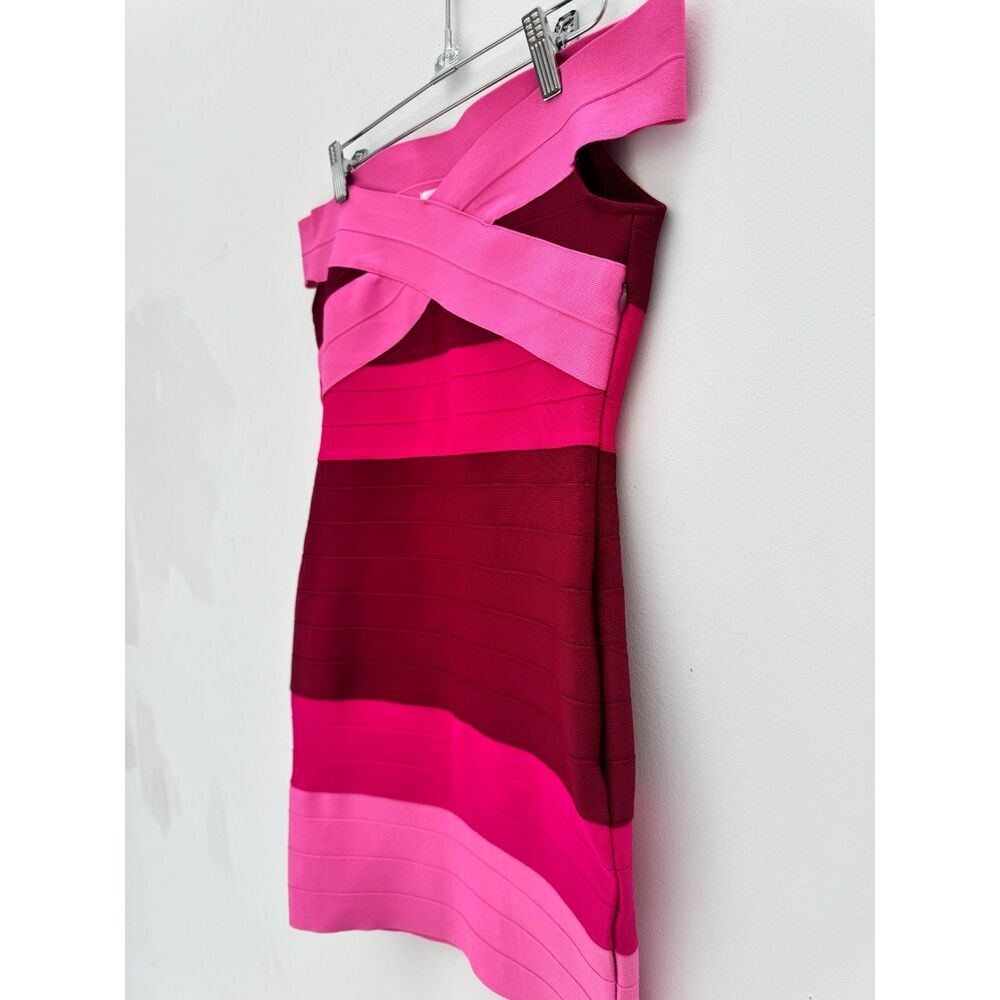 Superdown Off Shoulder Bandage Dress Pink Colorblock Mini Size M
